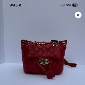 Elegant Red Quilted Women's Backpack